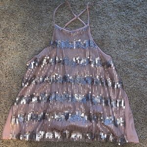 Hollister Flowy Sequins Pink Tank